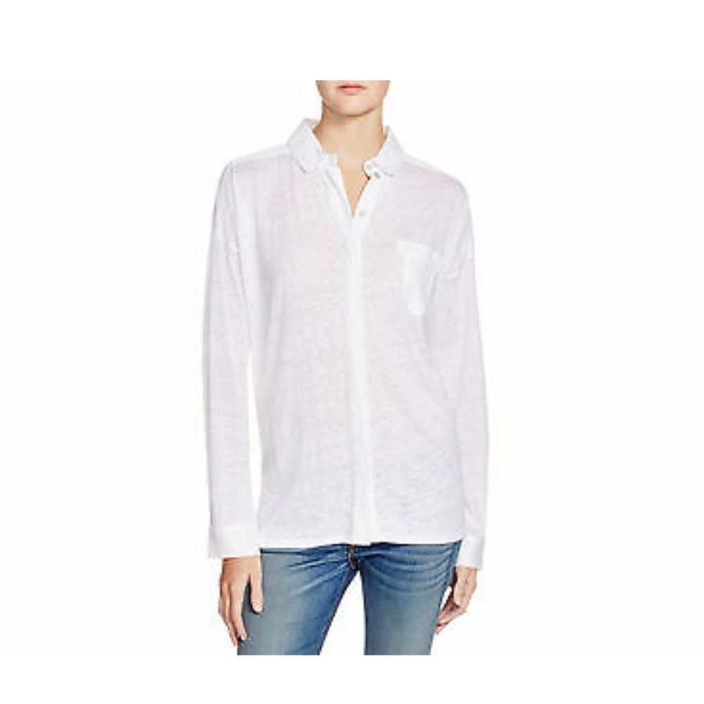 Rag & Bone Relaxed White Linen Shirt